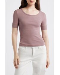 Mango - Camiseta Louise Semisheer Cotton Rib T-Shirt - Lyst