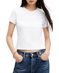AllSaints - Stevie Crop Cotton Rib T-shirt - Lyst