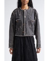 R13 - Chain Embellished Denim Chore Jacket - Lyst