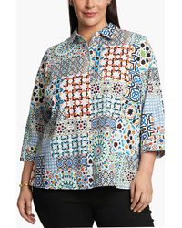 Foxcroft - Kelly Mix Print Cotton Button-up Shirt - Lyst