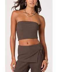 Astr - Anoka Smocked Strapless Crop Top - Lyst