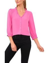 Cece - Ruffle V-Neck Blouse - Lyst