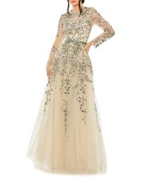 Mac Duggal - Embellished Floral Long Sleeve Gown - Lyst