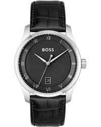 BOSS - Principle Leather Strap Watch - Lyst