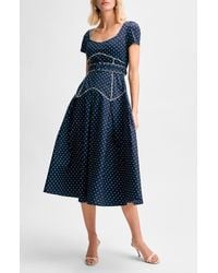Isaac Mizrahi New York - Pleated Belted Fit & Flare Midi Dress - Lyst