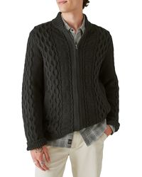 Lucky Brand - Cable Stitch Cotton Blend Zip-up Cardigan - Lyst