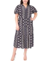 Cece - Floral Puff Sleeve Tiered Maxi Shirtdress - Lyst