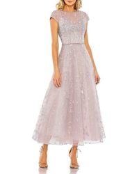 Mac Duggal - Embellished High Neck Cap Sleeve A Line Dress - Lyst