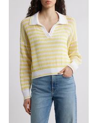 525 - Kimberly Stripe Open Stitch Cotton Sweater - Lyst