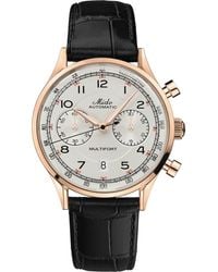 MIDO - Multifort Patrimony Chronograph Leather Strap Watch - Lyst
