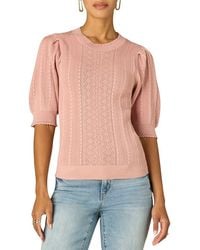 Wit & Wisdom - Pointelle Elbow Sleeve Sweater - Lyst