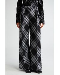 Burberry - Large Check Wide Leg Wool Pants - Lyst