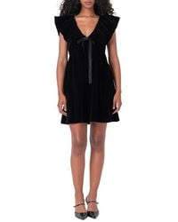 Endless Rose - Satin Bow Velvet Minidress - Lyst