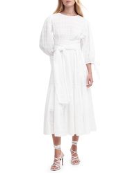 Barbour - Kelburn Puff Sleeve Stretch Cotton Midi Dress - Lyst