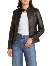 Schott Nyc - Leather Cafe Racer Moto Jacket - Lyst