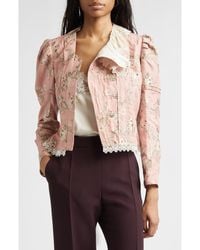 Chloé - Baroque Silkblend Taffeta Jacket With Floral Jacquard - Lyst