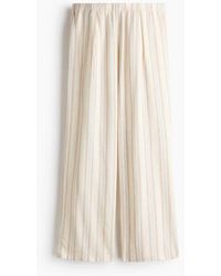 H&M - Wide Linen-Blend Trousers - Lyst