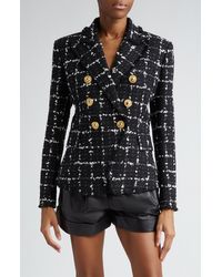 Balmain - Check Tweed Six-button Jacket - Lyst