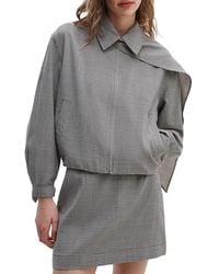 Rag & Bone - Krista Windowpane Check Wool Jacket With Attached Scarf - Lyst