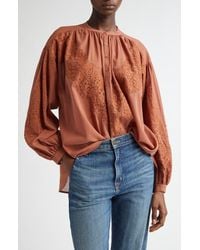 A.L.C. - Elaine Lace Detail Cotton Button-Up Shirt - Lyst