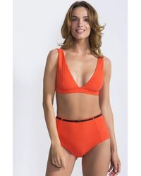 NESSI BYRD - Textured V-Neck With Belted High-Waist Bikini Set - Lyst