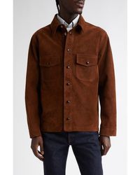 Drake's - Suede Button-Up Overshirt - Lyst