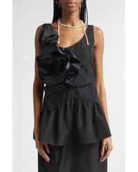 Simone Rocha - Pressed Rosette Tilted Taffeta Peplum Top - Lyst