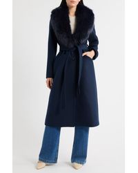 Michael Kors - Belted Longline Coat With Faux Fur Collar - Lyst