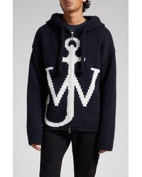 JW Anderson - Anchor Front Zip Knit Wool Hoodie - Lyst
