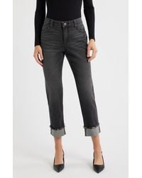 Wit & Wisdom - High Waist Frayed Cuff Hem Straight Leg Jeans - Lyst