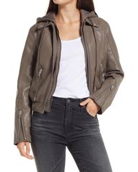 Blank NYC - Faux Leather Bomber Jacket With Removable Hood - Lyst