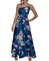 Donna Karan - Floral Print Strapless Gown - Lyst
