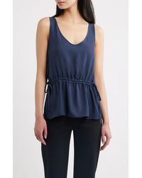 Theory - Side Tie Drawstring Waist Peplum Top - Lyst
