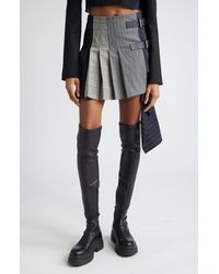Monse - Patchwork Pleated Wool & Cotton Blend Miniskirt - Lyst