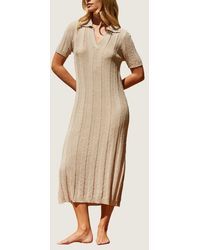Crescent - Ribbed Sweater Knit Polo Dress - Lyst