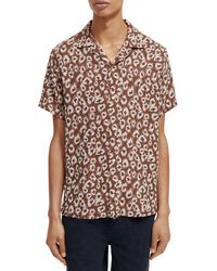 Scotch & Soda - Trim Fit Abstract Floral Short Sleeve Button-up Shirt - Lyst