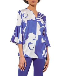 Ming Wang - Floral Print Bell Sleeve Top - Lyst