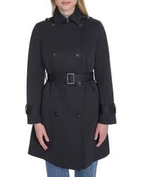 Cole Haan - Water Resistant Twill Hooded Trench Coat - Lyst