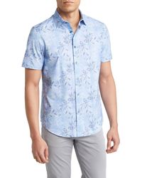 Bugatchi - Miles Ooohcotton® Floral Short Sleeve Button-up Shirt - Lyst