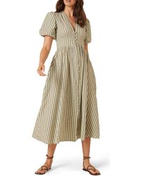 Nobody's Child - Starlight Stripe Puff Sleeve Organic Cotton Midi Dress - Lyst