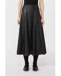 MM by Max Mara - Nocera Faux Leather Godet Midi Skirt - Lyst