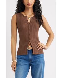 Open Edit - Button Front Rib Tank - Lyst