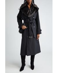 Burberry - Kennington Oversize Water Resistant Trench Coat With Removable Faux Fur Trim - Lyst