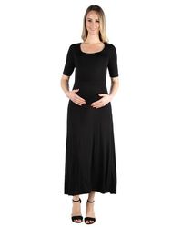 24seven Comfort Apparel - Casual Maternity Maxi Dress With Sleeves - Lyst