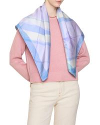 Burberry - Watercolor Check Ekd Silk Twill Square Scarf - Lyst
