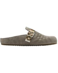 Burberry - Check Suede Urchin Clogs - Lyst
