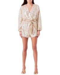 Endless Rose - Long Sleeve Sequin Romper - Lyst