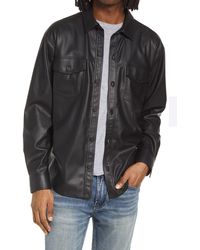 AG Jeans - Elias Faux Leather Button-up Cotton Shirt Jacket - Lyst