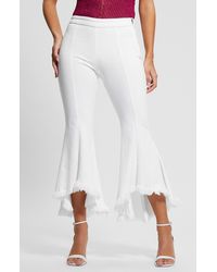 Guess - Sofia 1981 High Wast Fray Hem Crop Flare Jeans - Lyst