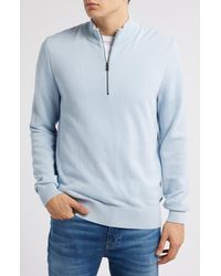 BOSS - Ebrando Textured Cotton Half Zip Sweater - Lyst